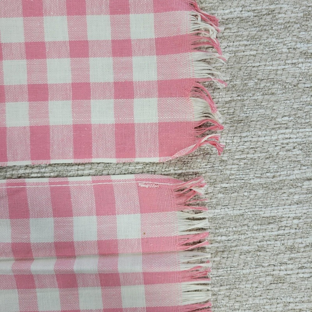 Cannon Tea Towel Kitchen Dish Rag Pink Gingham Linen Deadstock Vintage Pair